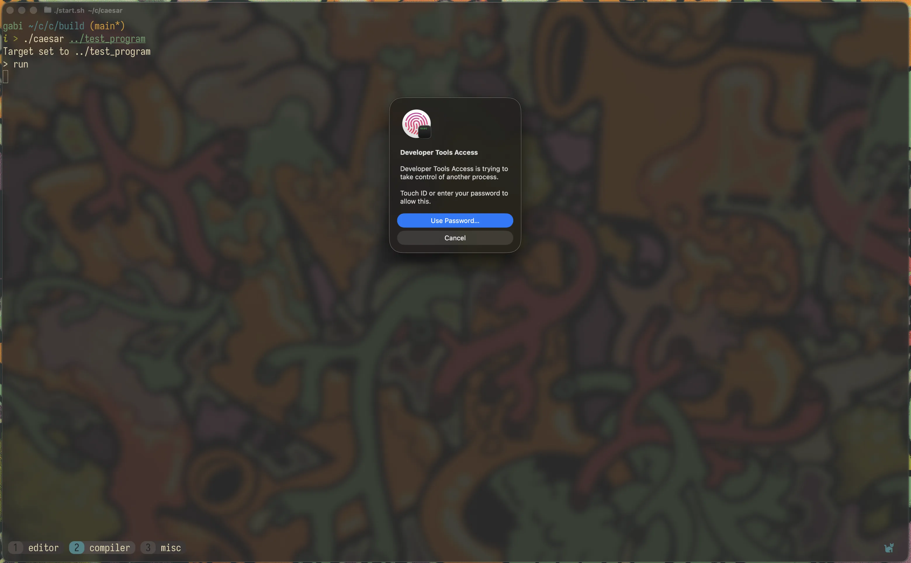 MacOS debugger permissions prompt
